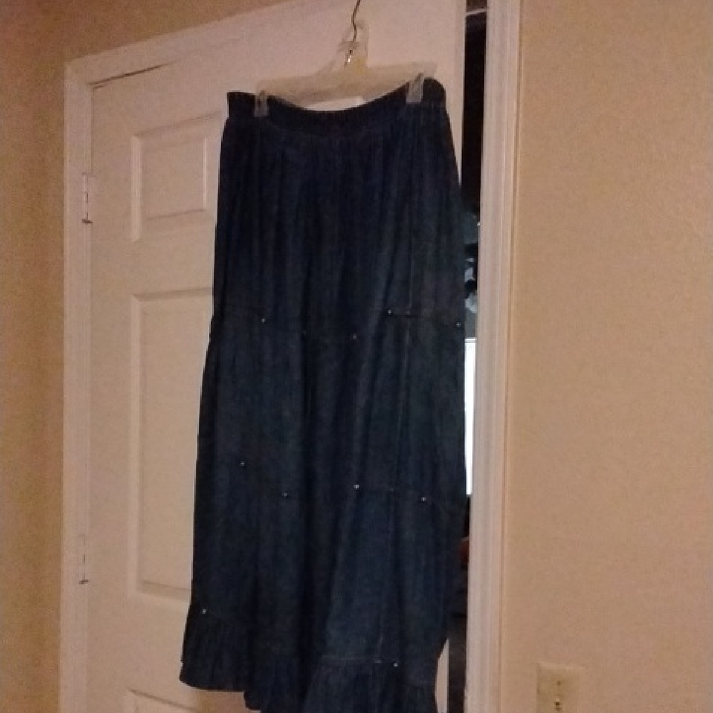 Blue Tiered Maxi Skirt for Casual Occasions